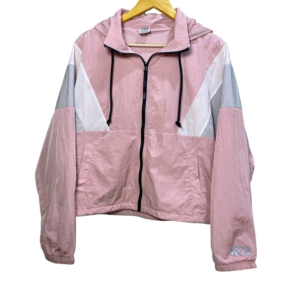 PINK Victoria Secret Colorblock Windbreaker Jacket XS/S Pink Gray Lightweight